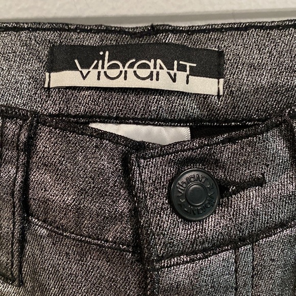 Vibrant Silver Gray Metallic Bootcut Flare Denim Shiny Pants NWT Multiple Sizes - Picture 5 of 16